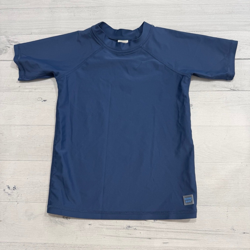 Rugged Butts kids navy blue short sleeve swim rash guard size 5